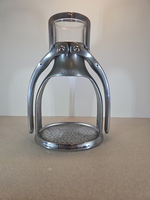 ROK Presso Manual Espresso Coffee Press Maker Silver Cast Aluminum Vtg England