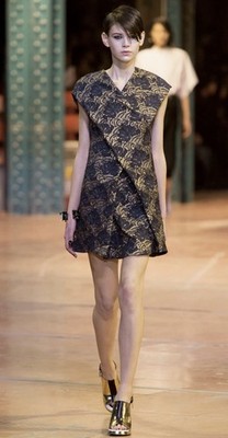 Kenzo Minikleid Gold Brokat Jacquard FW 2013 Archive Größe FR 40 S