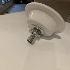 Victorian White Ceramic Shower Head Polished Chrome WOW