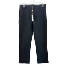NWT Quince Black Ponte Pants Sz MP Petite Straight Leg Faux Pockets 25" Inseam