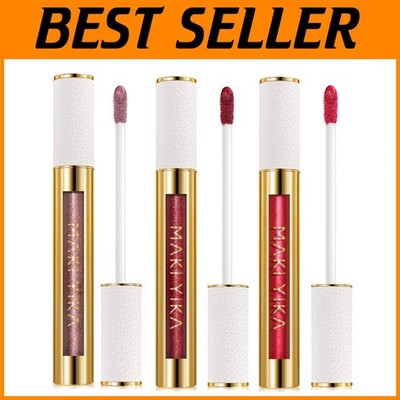 Metallic Lipstick Set - Long Lasting Red Glitter Lipsticks