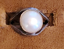 Vintage Sterling Silver 925 Women's Ring With Large Pearl Size 6-1/2