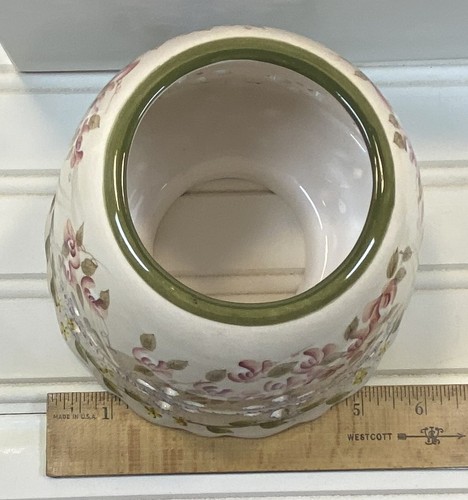 Retired Home Interiors Pastel Flowers & Leaves Candle Jar Topper - Picture 9 of 9