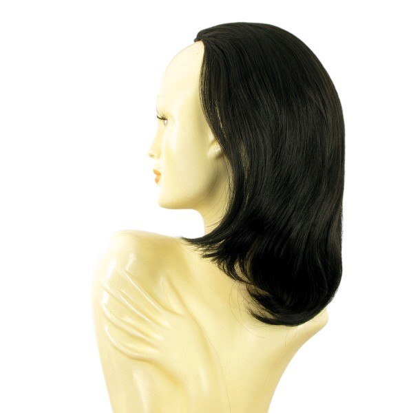 Demi-tête 40cm noir naturel 1b en fibre soyeuse haute résistance