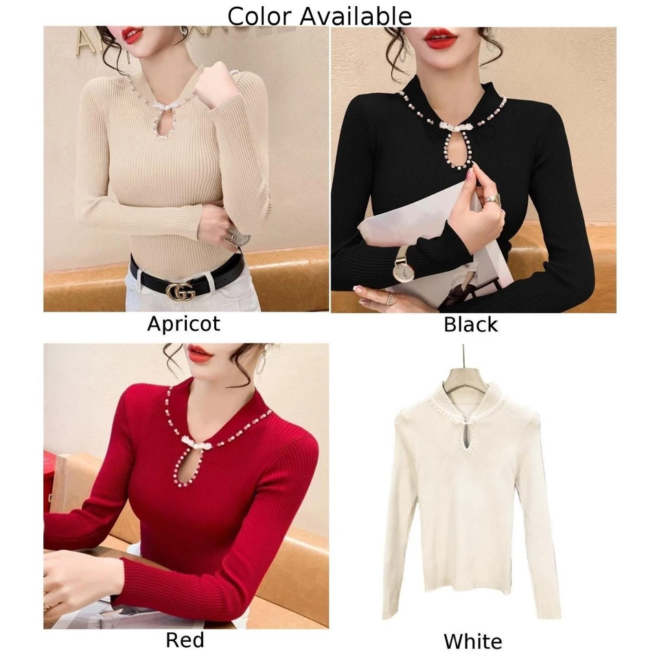 and Stylish Women's Spring Sweater Top with Disc Buttons in Unique Design - Image 3 of 4