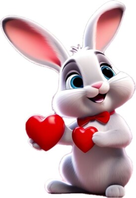 Valentinstag Hase hält ein Herz Bild