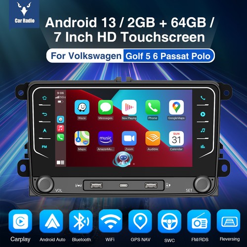 Per VW Touran Golf 5 6 Plus Caddy Jetta Autoradio Android 13 Carplay GPS NAVI BT - Foto 2 di 17