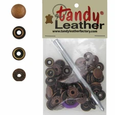 `Tandy Leathercraft 7/16 Inch Line 20 Snap fastener kit CT.15 w/Tools - Copper