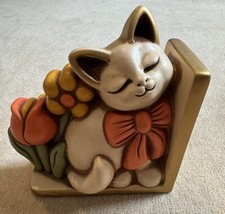 THUN Casa Collection Ceramic Cat & Flowers Book End