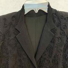 Vintage Black Coat Dress With Soutache Embroidery