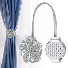 2X Magnetic Curtain Tiebacks Crystal Tie Backs Buckle Clips Holdbacks Decoration