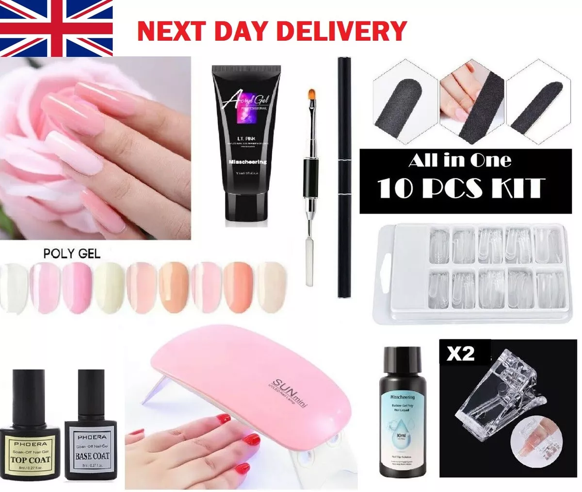 Amazon.com : Clara Colors Poly Gel Nail Kit, 4 Colors 30ml Clear White Nude  Pink Builder Poly Extension Gel Nail Kit with Slip Solution Base Top Coat  Gel Nail Art Tools Polygel