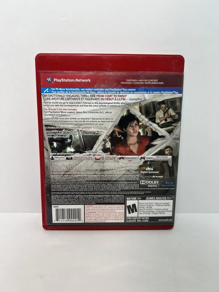 Heavy Rain - Director's Cut (Sony PlayStation 3, 2011) Great Condition - Tested - Image 2 of 4