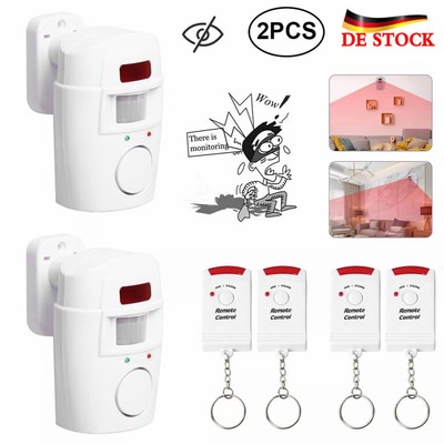 2x!Bewegungsmelder Alarm Infrarot Alarmanlage PIR Hausalarm für Wohnmobil,105dB！