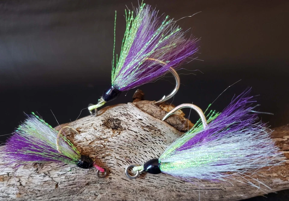 Assist Hook tinsel et fibre violet bleu Taille 1 Neuf Arcapeche. - Photo 1/1