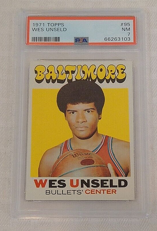 Vintage 1971 Topps NBA Basketball Card #95 WES UNSELD PSA 7 NRMT Bullets HOF