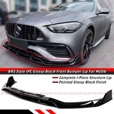 For 22-25 Mercedes Benz W206 C300 C43 AMG BRS Style Gloss Black Front Bumper Lip