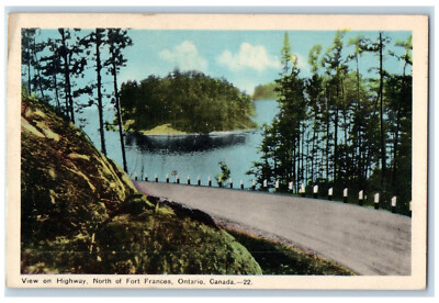 1951 View on Highway North of Fort Frances Ontario Canada Vintage Postcard