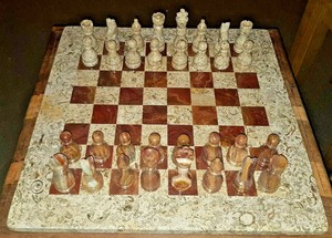marble chess set with storage