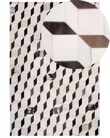Moderner Leder-Teppich Weiß Mit 3D-Muster Rund 140 X 200 Cm Alpkoy