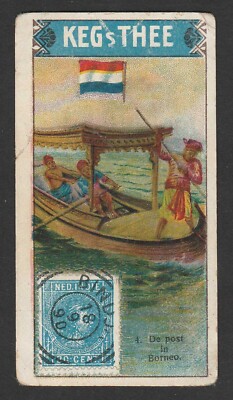 Dutch Tea Card c1913 - Kegs Thee - Flaggen Währung Porto #04 - Post in Borneo