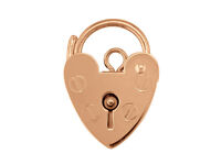 9ct Red Rose Gold Heart Shaped Padlock For Charm Bracelet - Openable- Hallmarked 9ct Red Rose Gold Heart Shaped Padlock For Charm Bracelet - Openable- Hallmarked
