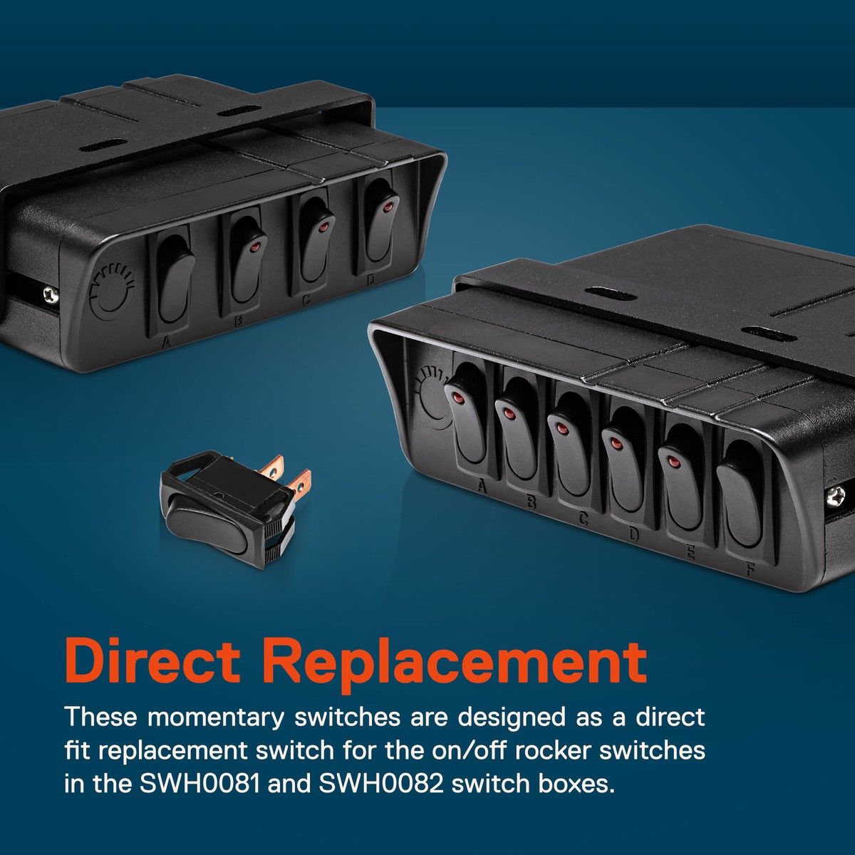 2pc 12V DC Momentary Rocker Switch for Switch Panel Control Box