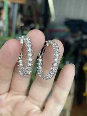 14K WHITE 925 SILVER REAL MOISSANITE INSIDE OUTSIDE