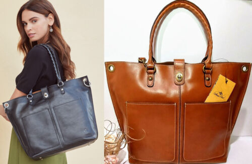 $299 NWT Patricia Nash Leather Marseille Grommet Brown Smooth Leather Tote Bag