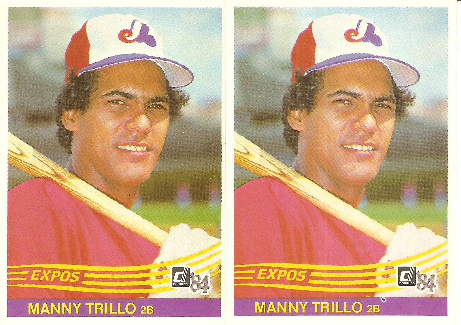 2 CARD 1984 DONRUSS MANNY TRILLO BASEBALL CARD LOT  #575