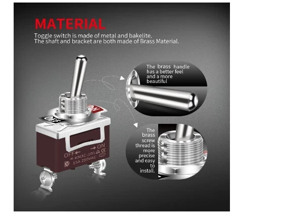 DaierTek SPST Waterproof Toggle Switch 12V DC 30A 125VAC 20A Marine Heavy Duty 2