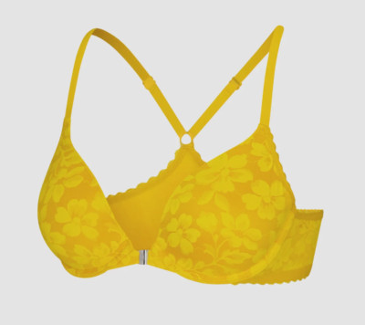 Savage X Fenty Lavish Lace Front-Closure Push-Up Bra Topaz Yellow Size 38D NWT
