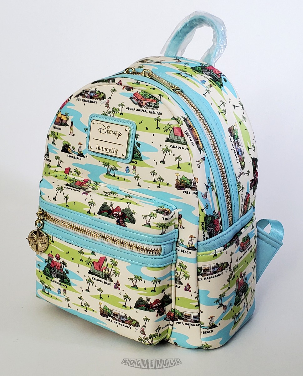 Loungefly Cream Mini Backpack with Pastel Blue Trim and Stitch Art Loungefly Lilo & Stitch Disney Handbags (1968-Now) for sale  main image 2