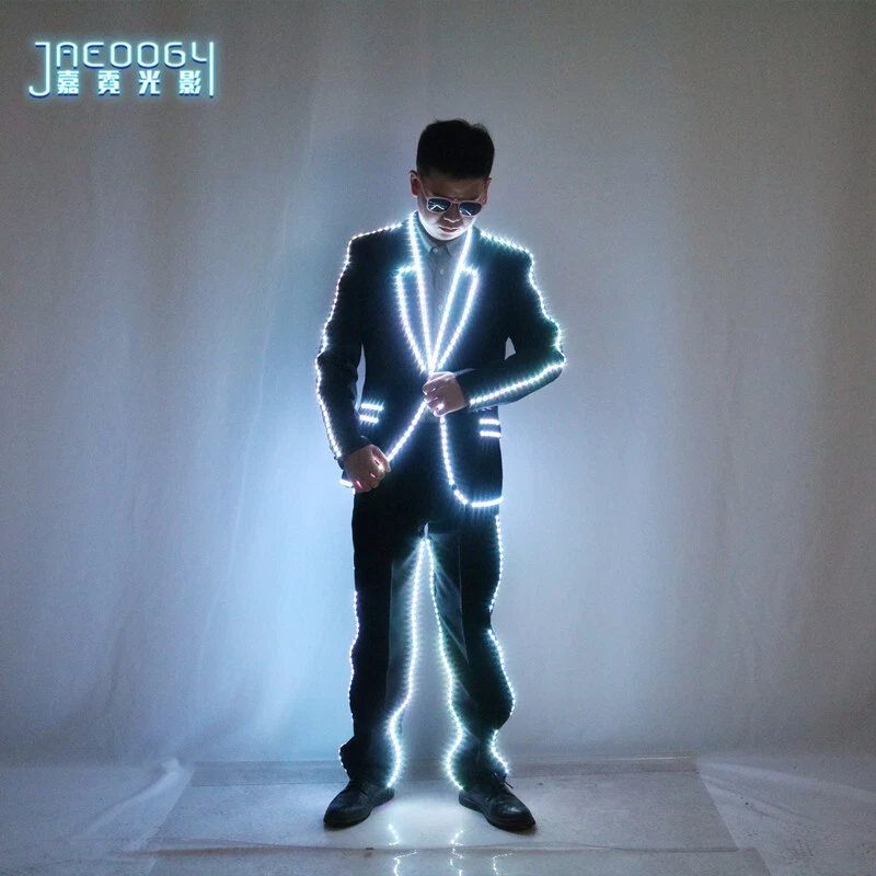 Led Luminous Colorful Costume Clothes Glowing Party Suits Tops Pants Glasses - Image 3 of 4