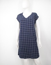 NWT Old Navy Dress Women's XS Blue Plaid Linen Blend