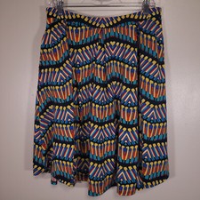 LuLaRoe Large Multicolor Pleated Knee Length Pull On Skirt Pockets