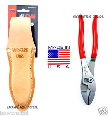 Wilde Tool Professional Flush Slip Joint Pliers & Leather Pouch 8'' MADE IN USA