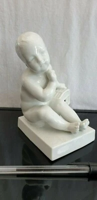 Ancienne Porcelaine , d’après PIGALLE, "l'enfant à la cage", signé :?? - Photo 1/4