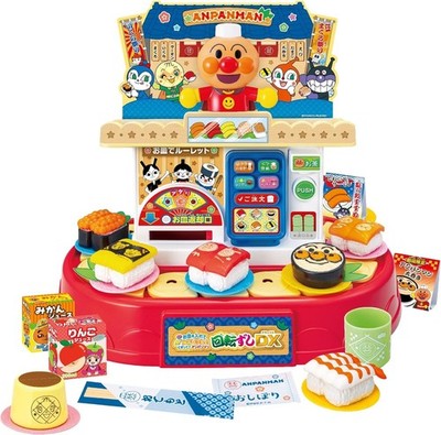 Place the plate on the roulette  and spin! Anpanman Rotating Sushi DX