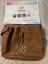 Tory Burch Leather Bucket Bag Satchel Tan Brown w/COA