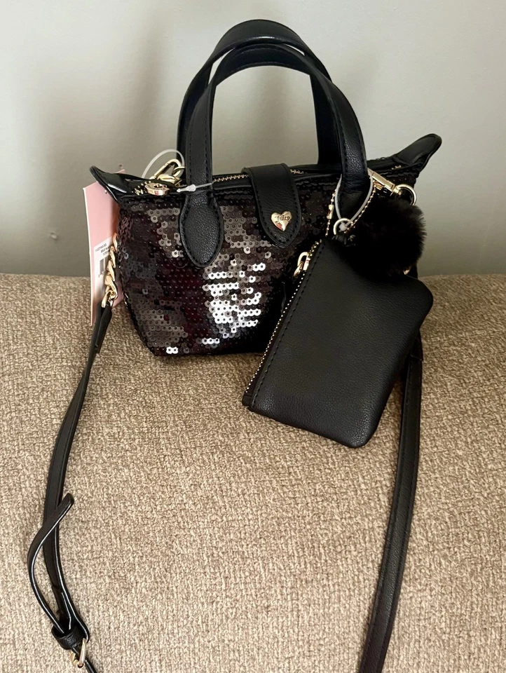 Mini bolso convertible Xbody de lentejuelas negras Juicy Couture + dijes de bolso Foto 3 de 4