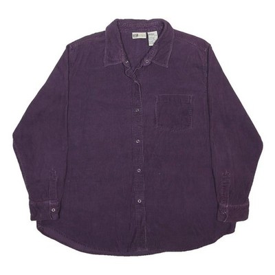 FADED GLORY Damen Lila Knopfhemd 2XL Baumwolle Langarm Casual
