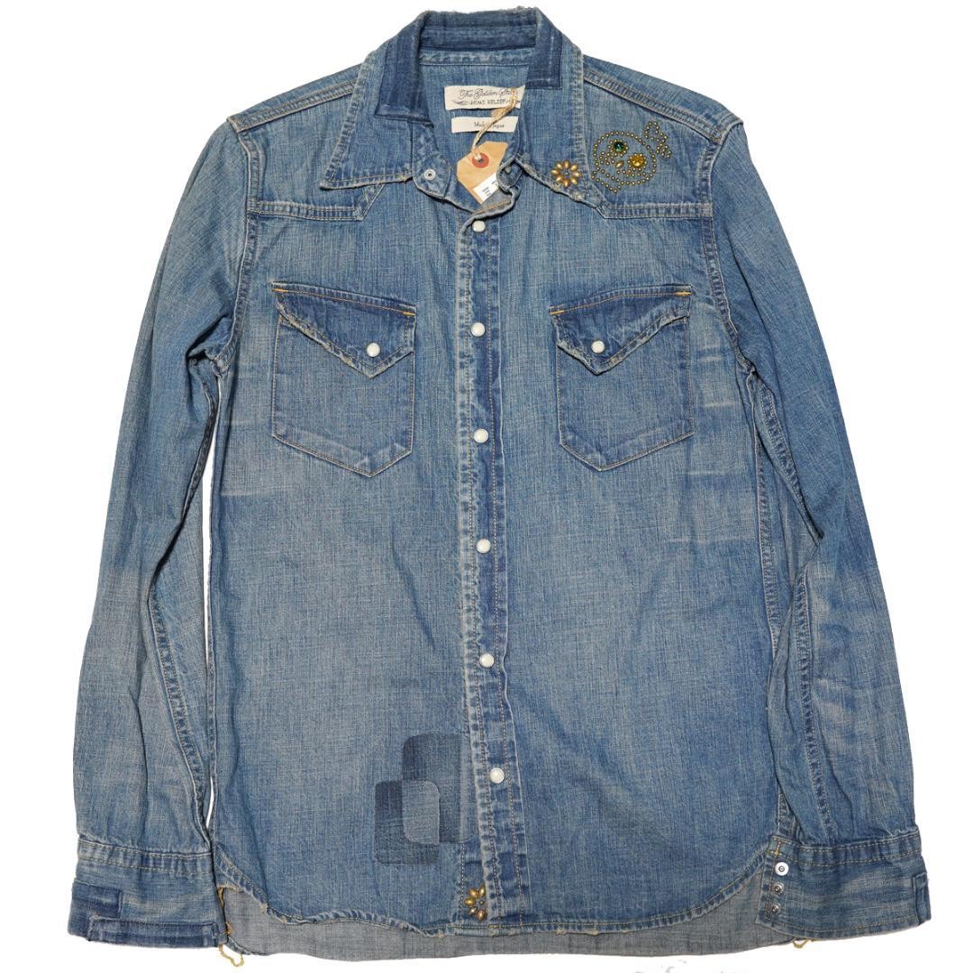 Remi Relief Denim Western Shirt Skull Heart M, with Tags