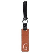 Initial Letter Keychain, PU Leather Alphabet Keychain, Brown Letter G