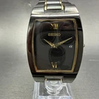 Seiko Tank Watch Men 30mm Black Dial Black Tone Date 7n39-0BK0 New Battery