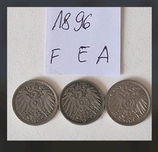 3x 5 Pfennig Deutsches Kaiserreich 1896 &ndash; Seltenes Set (F, E, A)