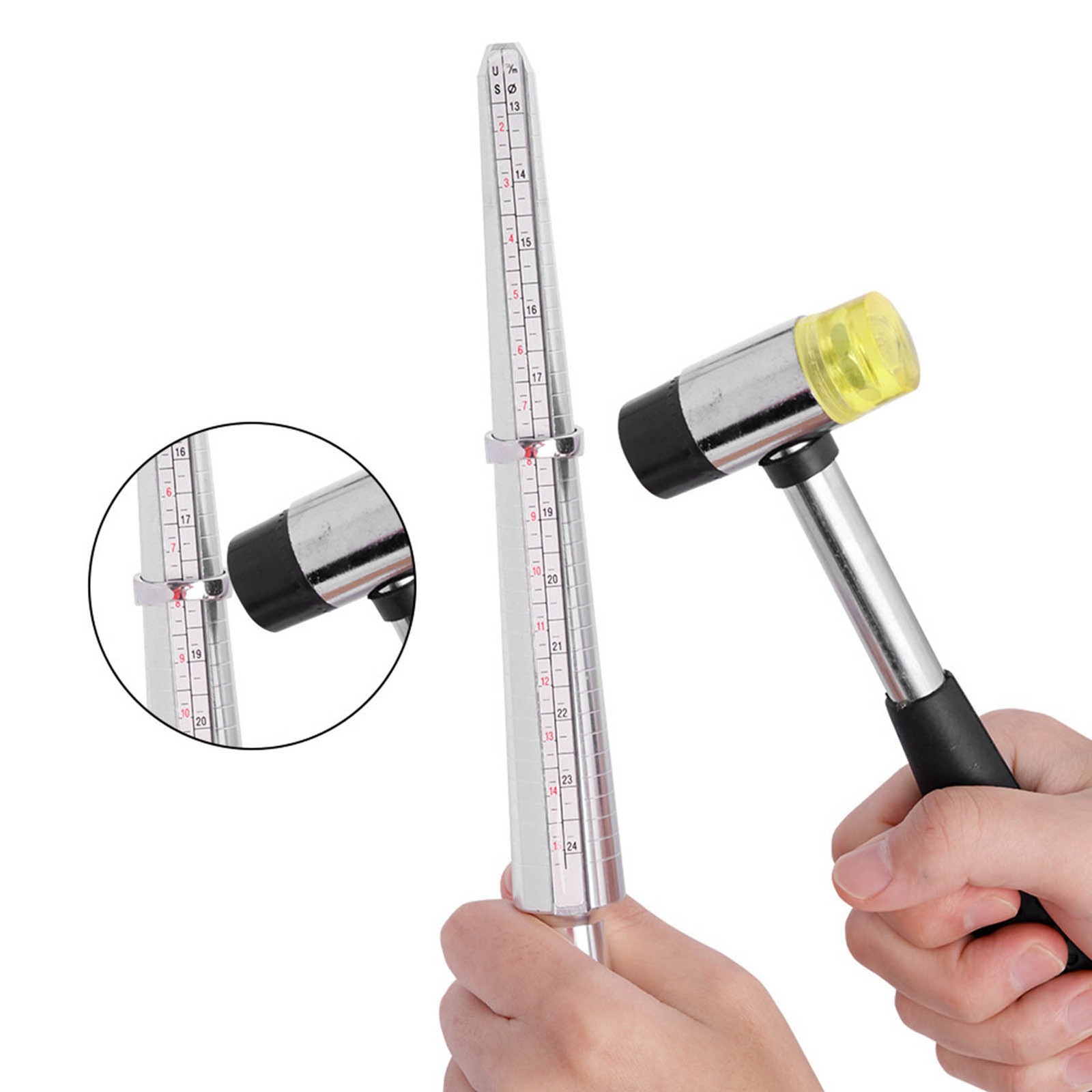 Ring Sizer Measuring Tool Mandrel Gauge Jewelry Hammer Measurement Maker Kit