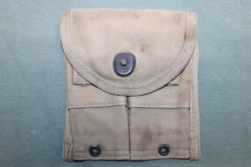 US Military Issue WW2 M1 Carbine Ammo Magazine Belt Pouch Khaki Canvas N2