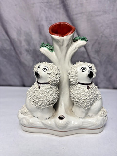 Vintage English Staffordshire Pottery Confetti Poodles Ink Well SI 34