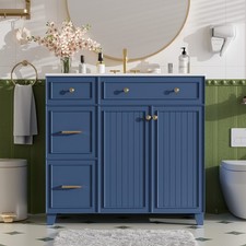 36" Bathroom Vanity with Ceramic Sink, Standard and Double-Layer Drawers, Soft